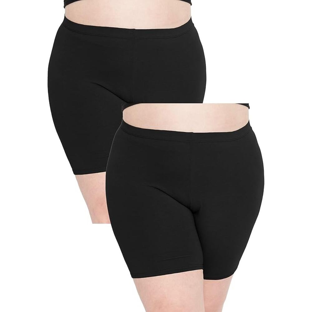 NWOT ~ 2 Pairs Casual Black Stretchy Knit Shorts ~ Women's Plus Size 4X